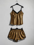 Wild Satin Leopard Lounge Set