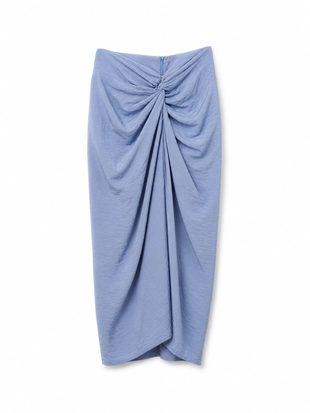 Azure Drift Draped Luxe Midi Skirt