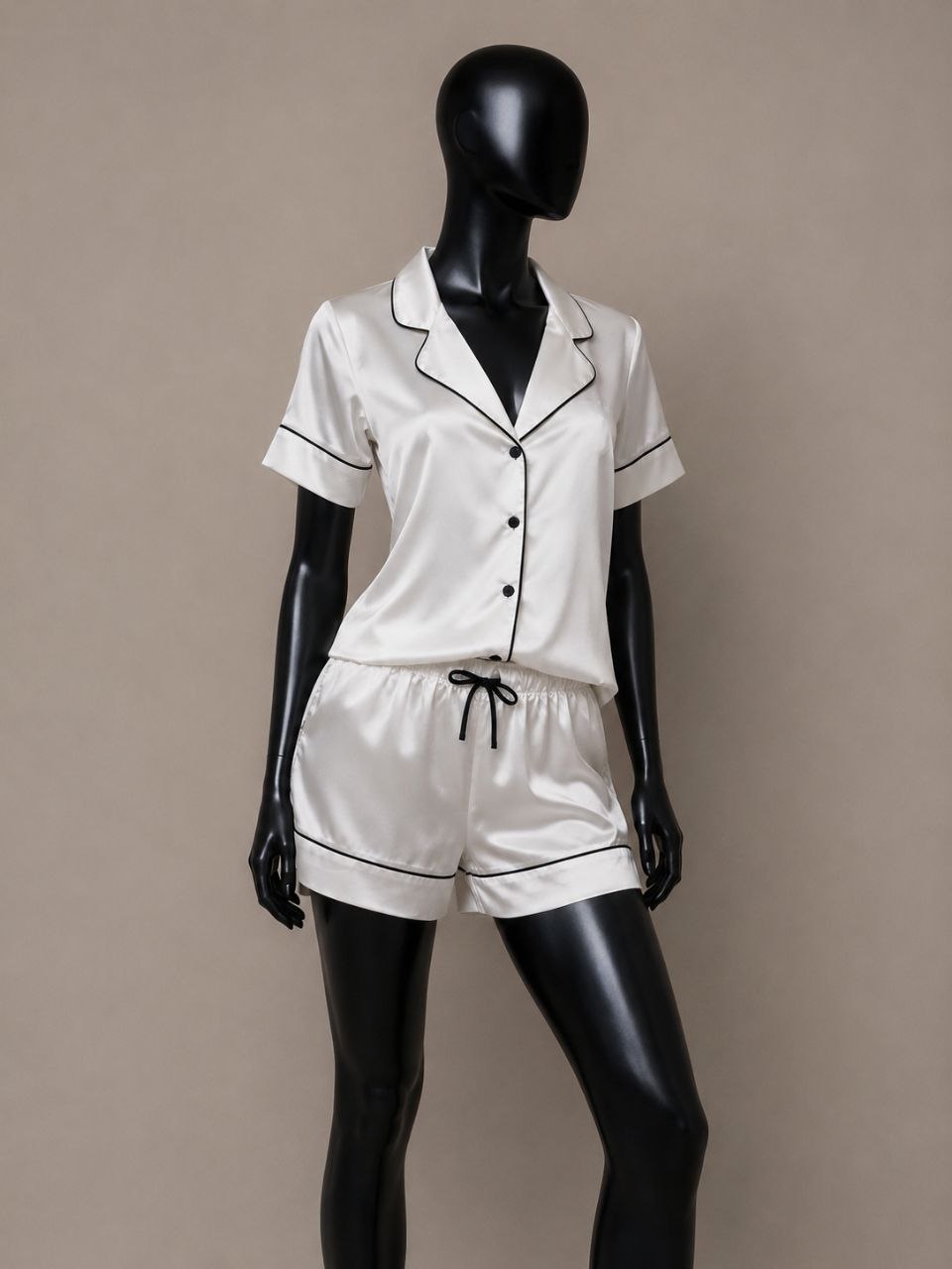 Ivory Afterglow Satin Pajama Set
