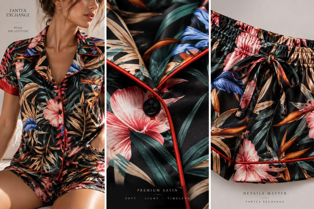 Midnight Tropics Satin Set