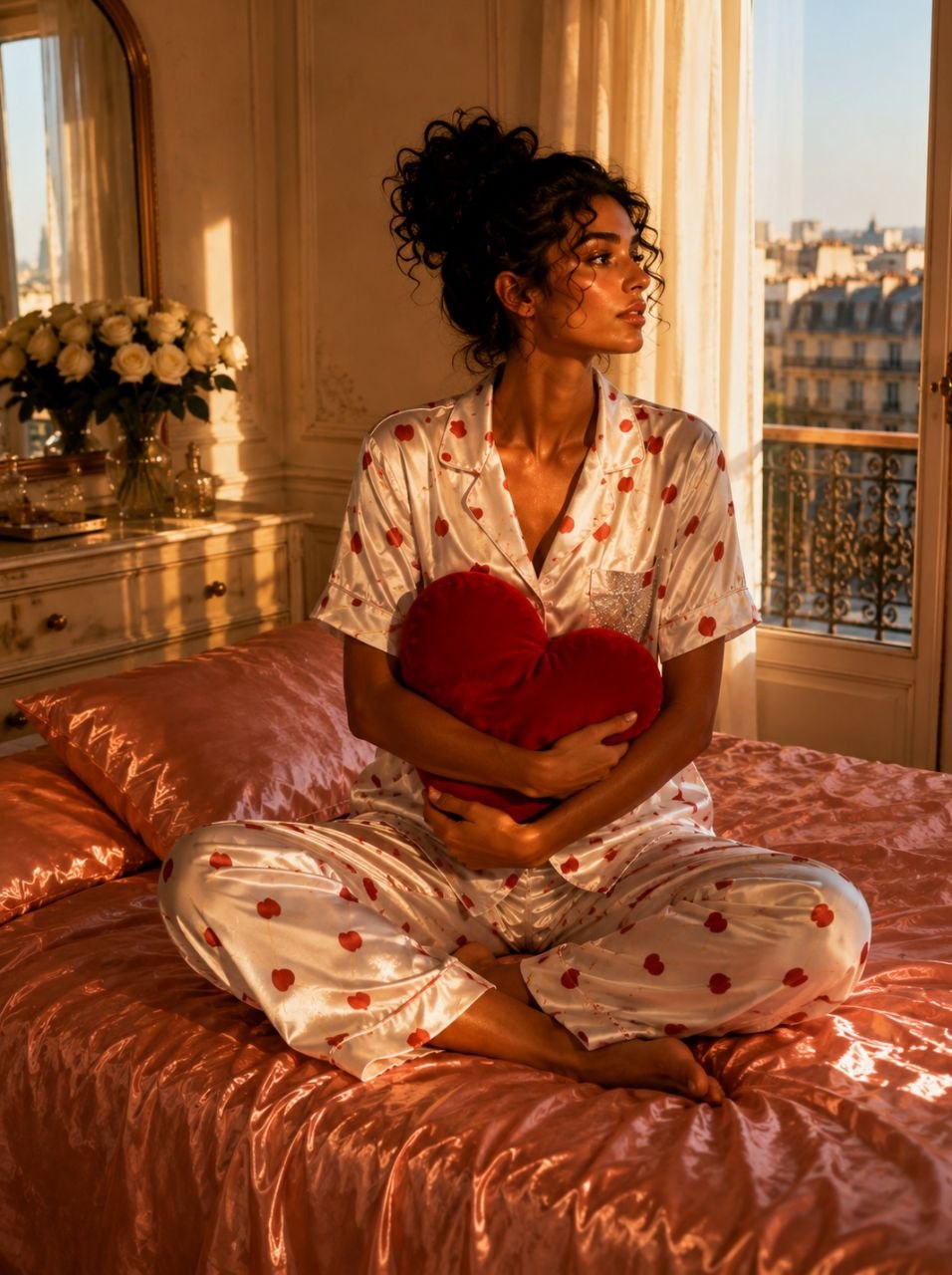 Heartline Satin Pajama Set