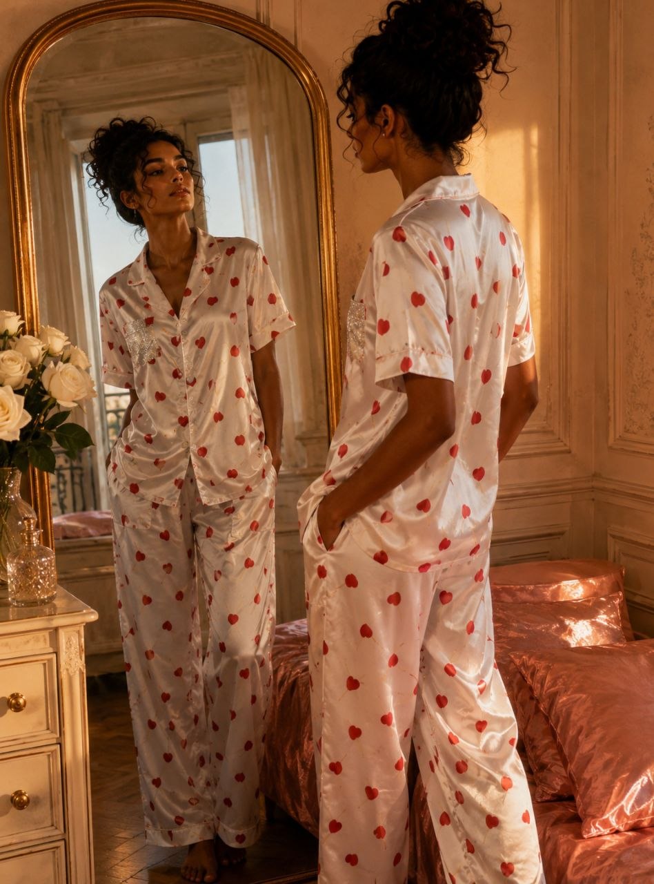Heartline Satin Pajama Set