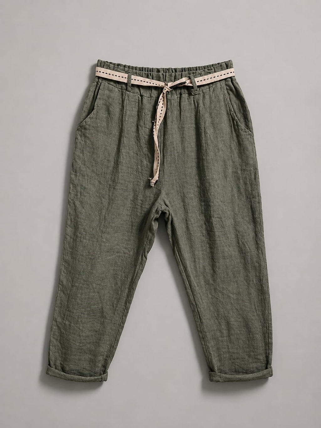 Olive Breeze Linen Pants