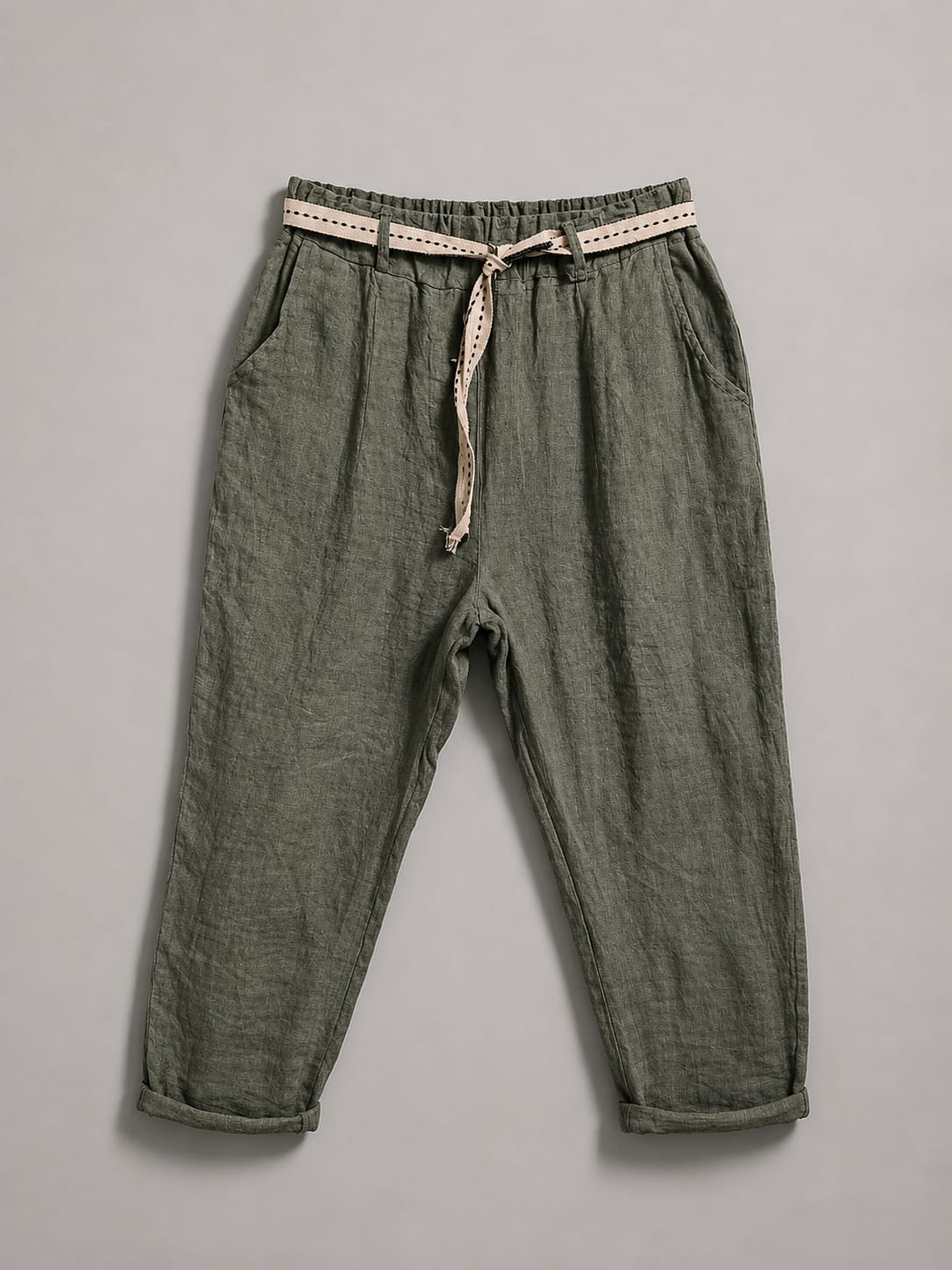 Olive Breeze Linen Pants