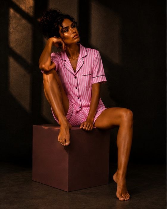 Pink Stripe Cotton Pajama Set