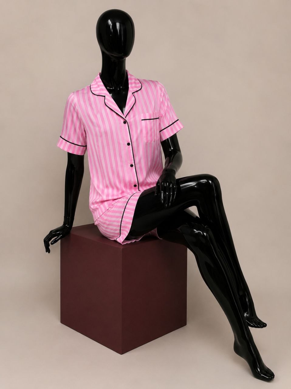 Pink Stripe Cotton Pajama Set