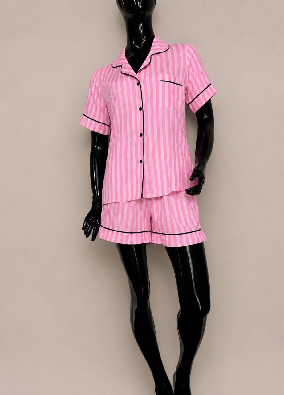 Pink Stripe Cotton Pajama Set