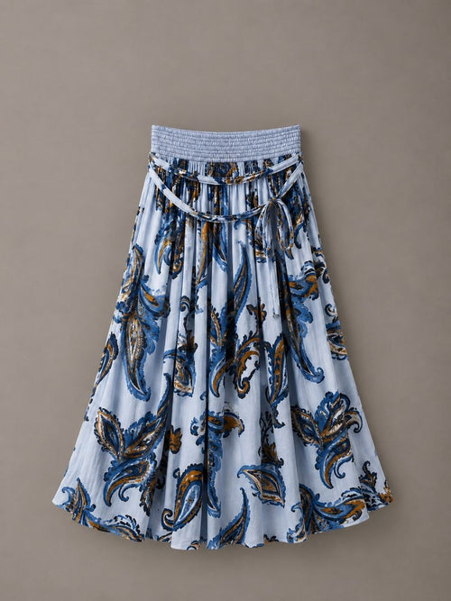 Azure Paisley Luxe Flow Skirt