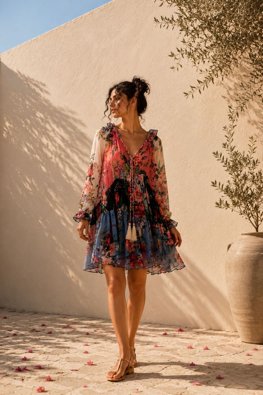 Sunset Bloom Luxe Mini Dress