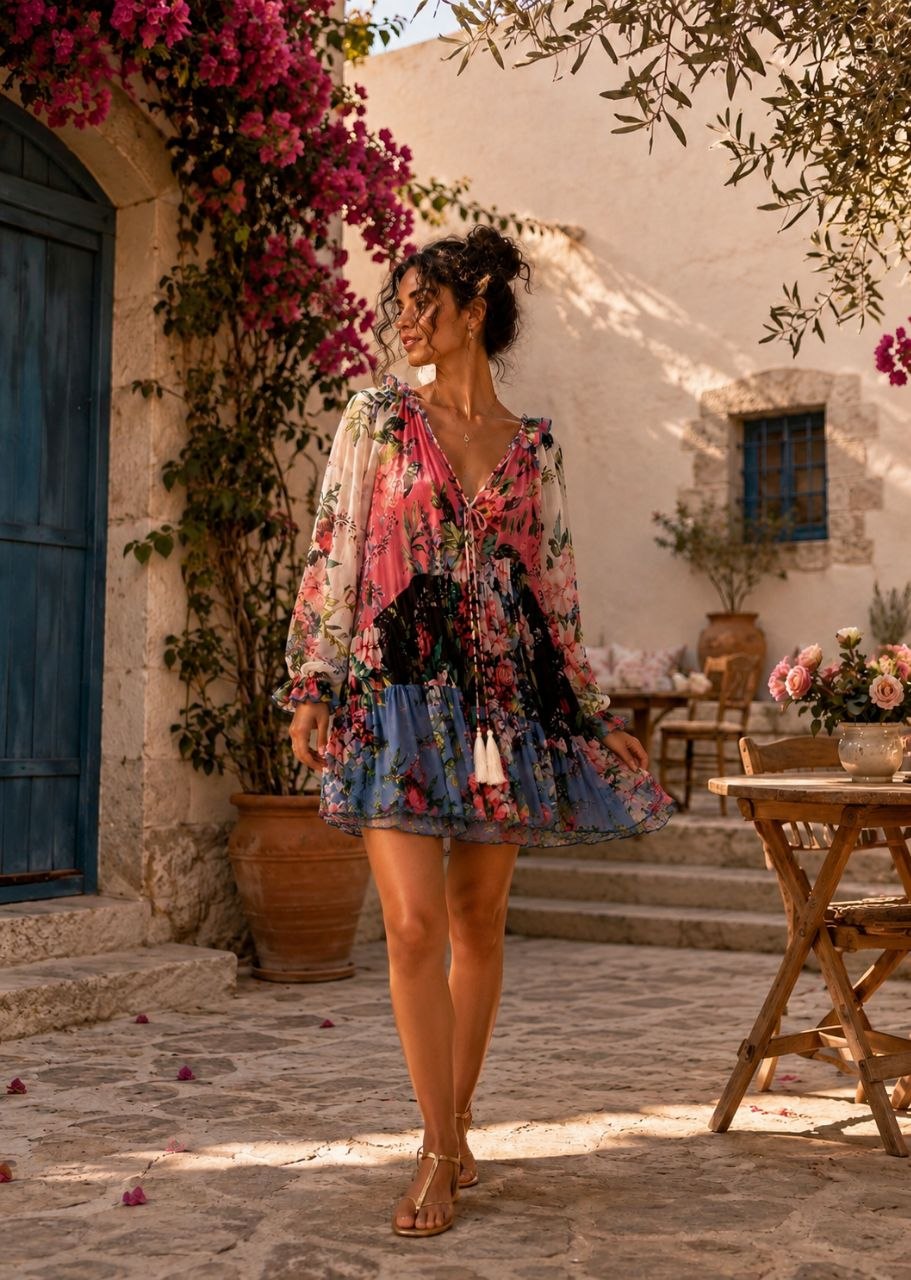 Sunset Bloom Luxe Mini Dress