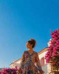 Azure Patchwork Luxe Mini Dress