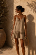 Sand Whisper Linen Luxe Mini Dress