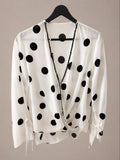 FANTEX Exchange Polka Wrap Blouse – Ivory Noir