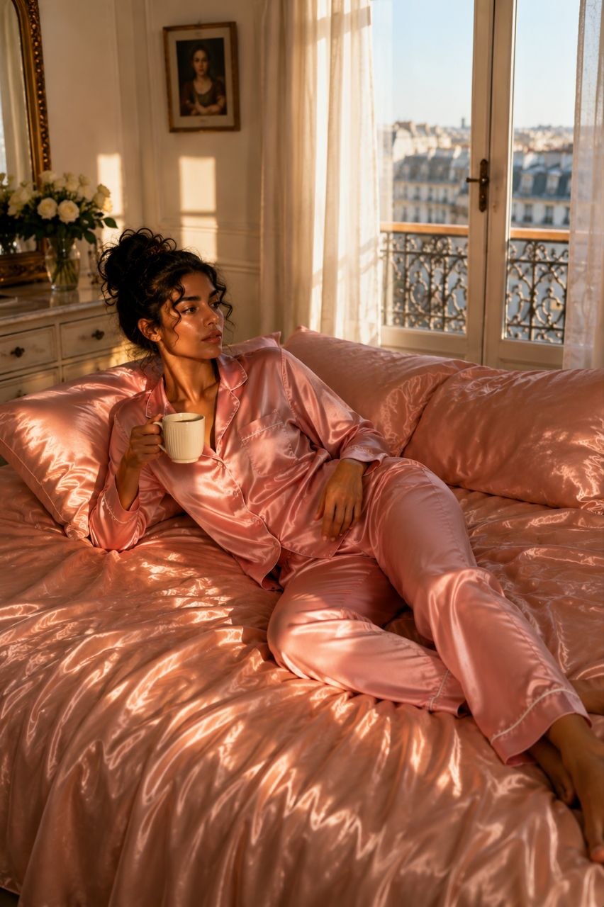 Rose Dawn Satin Pajama Set