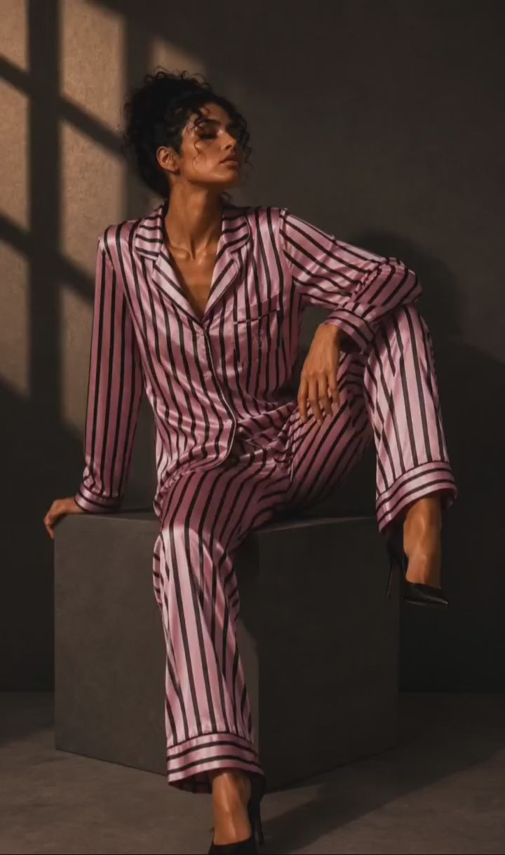 Pink Noir Satin Pajama Set