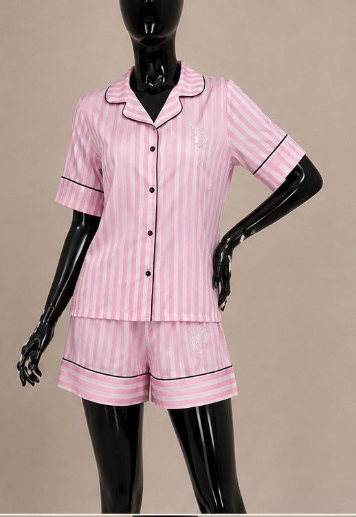 Blush Stripe Satin Short Pajama Set