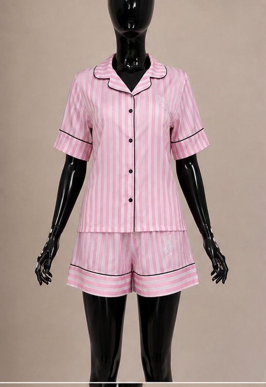 Blush Stripe Satin Short Pajama Set