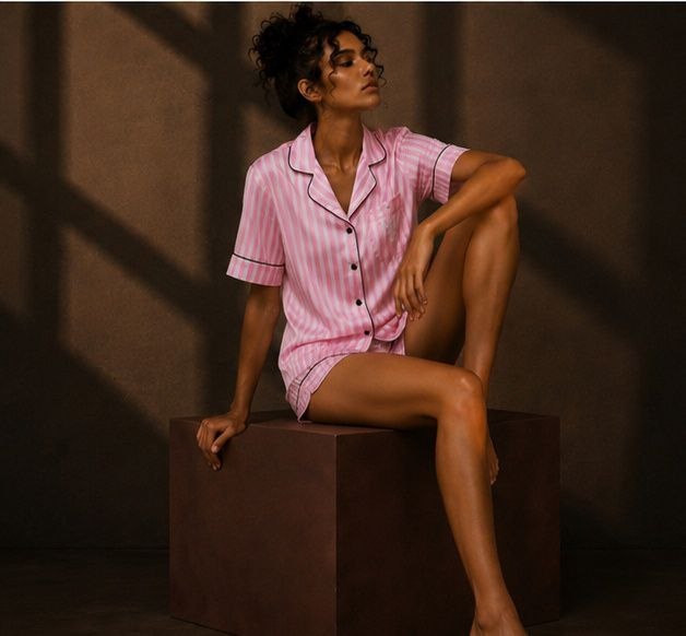 Blush Stripe Satin Short Pajama Set