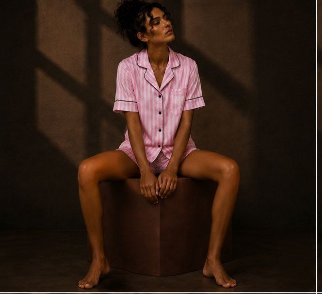 Blush Stripe Satin Short Pajama Set