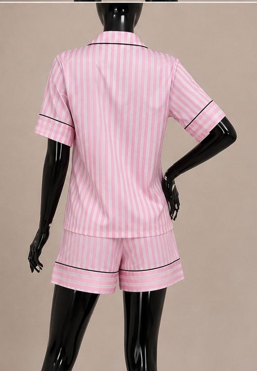 Blush Stripe Satin Short Pajama Set
