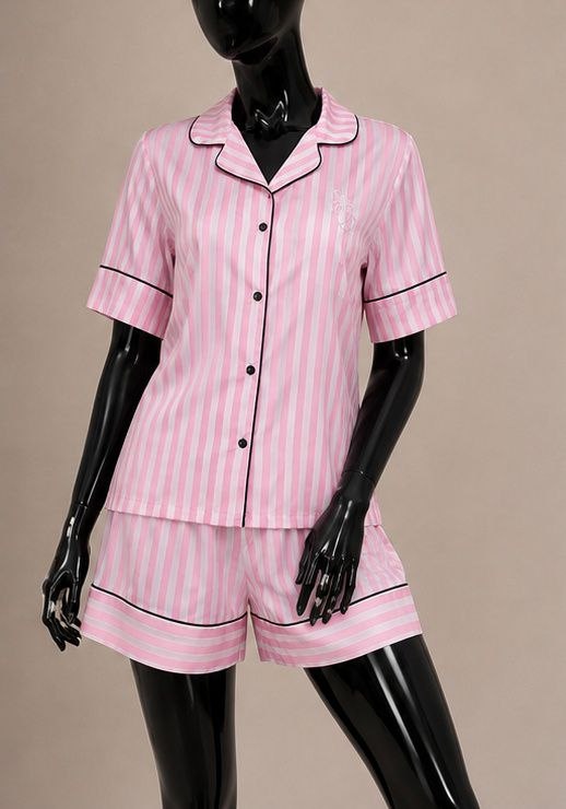 Blush Stripe Satin Short Pajama Set