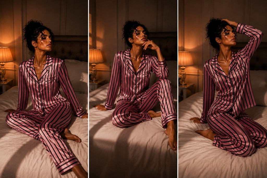 Pink Noir Satin Pajama Set