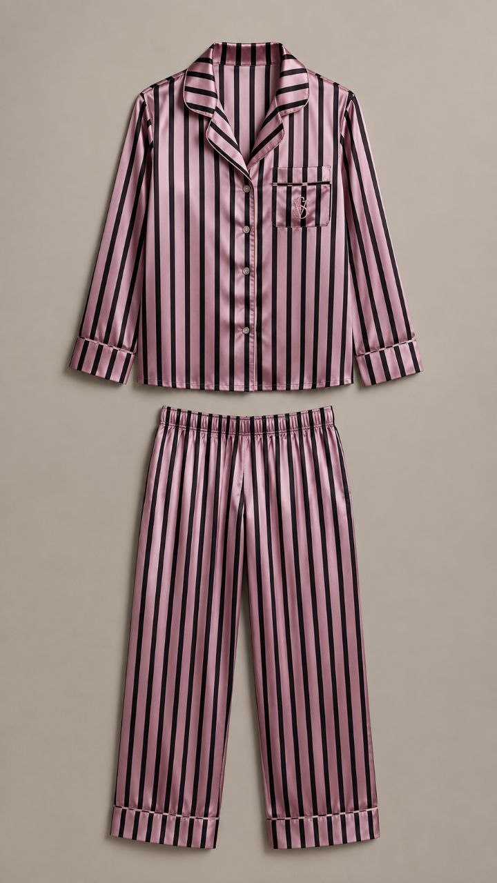 Pink Noir Satin Pajama Set